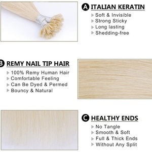 Extensions de cheveux pré-collées FH Fashion U Tip, couleur blond clair 613, aspect élégant - Product Image 3
