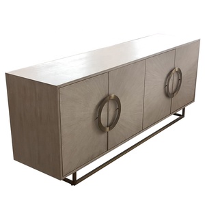 Dining Room Buffet Furniture High <strong>Gloss</strong> Customized <strong>White</strong> Cabinet <strong>Sideboard</strong> with Gold Stainless Steel Base - Product Image 6