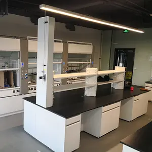 Лабораторная боковая скамья, Настенная Рабочая скамья с шкафами, школьный лабораторный стол для оборудования