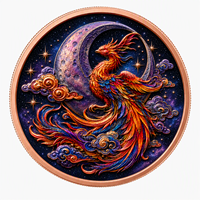 Pièces de monnaie en cuivre à haute relief 5 oz .999 Cuivre pur Pièce ronde Phénix Lune Impression UV colorée Pièces de monnaie en cuivre