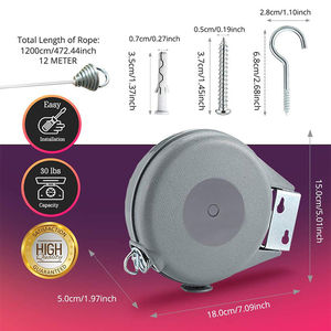 Meilleure vente, <span class=keywords><strong>corde</strong></span> à <span class=keywords><strong>linge</strong></span> portable robuste rotative solide extensible de 12 mètres pliable rétractable - Product Image 3