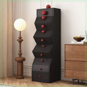 French Vintage Solid Wood Irregular Five-<strong>Drawer</strong> <strong>Chest</strong> for Entryway; Vintage Living Room Wall-Mounted Storage Cabinet - Product Image 1