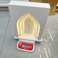 Décoration de Centre de Table Musulman en Bois pour Ramadan, Support Mosquée Eid Mubarak avec Lumières LED