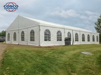 Tente de réception extérieure en aluminium pour mariage, exposition, sport, avec structure en PVC et toit transparent en membrane, imperméable