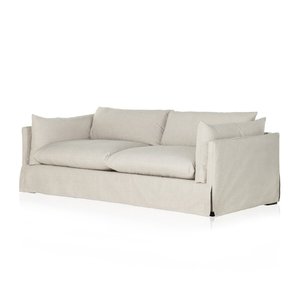 Meubles de salon Canapé 3 places à froufrous en tissu de lin <span class=keywords><strong>blanc</strong></span> - Product Image 3