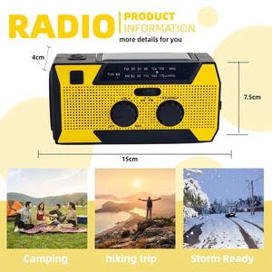 Radio de Emergencia Multiusos de 5000 mAh con Cargador de Teléfono, Puerto para Auriculares, Radio Meteorológica Solar para Senderismo y Exploración Forestal - Product Image 3