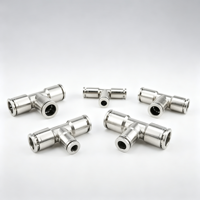 PE Tee Pneumatic Quick Connector Nickel Plated Brass Air Pipe Push Fit Fitting High Pressure Corrosion Resistant PE4/6/8/10/12