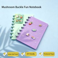 Perforateur en forme de champignon, peut être décoré avec des accessoires mignons, couverture DIY, format A5, carnet à feuilles mobiles détachable.
