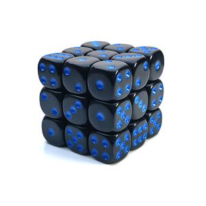 Dados de Plástico Negros Personalizados al por Mayor, D6 de 16 mm con Puntos Azules, Accesorios de Juego para Educación y Enseñanza - Product Image 3