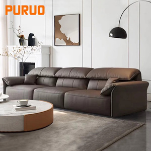 Muebles Modernos para Sala de Estar Puruo, Sofás de Cuero en Forma de L Plegables y Reclinables, Sofá Cama Plegable de Esquina para Hotel o Villa Comercial - Product Image 2