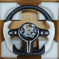 Volant sport M à fond plat en cuir blanc sans palettes de changement de vitesse pour BMW F10 F15 F16 F25 F26 F20 F22 F30 F33 F36