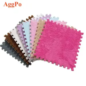 Interlocking Carpet Shaggy Soft EVA Foam Mats - Fluffy Rugs Floor Tiles Exercise Play Mat for Children Home Parlor Bedroom