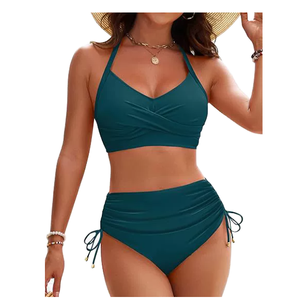 Conjunto de Bikini de 2 Piezas a Rayas para Mujer, con Frente Cruzado, Transpirable, para Gimnasio, Fitness, Entrenamiento, con Logotipo Personalizado - Product Image 1