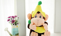 Peluche adorable singe banane avec chapeau banane