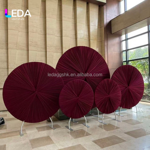 LEDA New Design Stable Round Aluminum Alloy <b>Stand</b> Red Cover Wedding <b>Backdrop</b> <b>Stand</b> Fabric Cover for Events Decor - Product Image 1