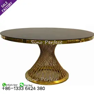 Mesa de boda con Base de Metal y mármol, mueble de lujo, clásico y moderno, superior, redondo, fabricación China