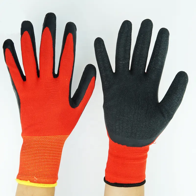 13 Gauge nylon shell latex beschichtet handschuh schutz latex handschuh für allgemeine anwendung