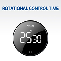 OEM Large Round Black Digital Küchen timer Drehbarer Countdown Magnetischer Kocht imer mit Ständer aus Kunststoff