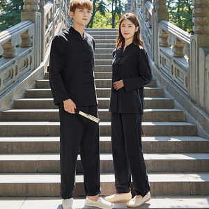 Uniforme de meditación Zen, Tops y pantalones de algodón y lino que absorben el sudor, cuello en V, ajuste holgado, <span class=keywords><strong>ropa</strong></span> para práctica de té Zazen, <span class=keywords><strong>ropa</strong></span> de <span class=keywords><strong>Yoga</strong></span>, <span class=keywords><strong>ropa</strong></span> de Tai Chi - Product Image 3