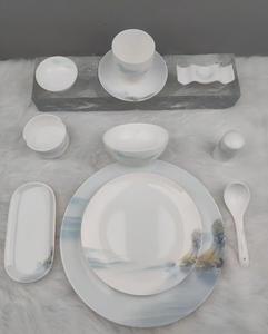 Service de table en porcelaine fine 45% multi-séries, motifs décoratifs variés, bordure dorée, vaisselle en céramique pour hôtels, mariages et banquets (lot de deux) - Product Image 5