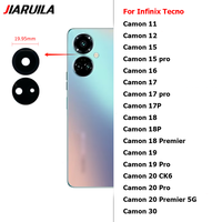 Lentille en verre de la caméra arrière pour Infinix Tecno Camon 30 20 CK6 19 18 P 18 Premier 5G 17P 17 16 15 Pro 12 11 Pièces de rechange pour objectif de caméra