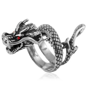 Anillo de Dragón yúnique de Acero Inoxidable para Hombre, Joyería del Zodíaco Animal, Regalo con Diseño de Ojo Rojo - Product Image 1
