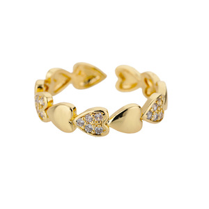 <span class=keywords><strong>Bague</strong></span> de luxe pour femme, anneau en forme de cœur d'amour, plaqué <span class=keywords><strong>or</strong></span> 18K, cadeau redimensionnable, en zircon cubique CZ - Product Image 1