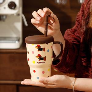 Taza de cerámica de 520 ml con tapa, reutilizable y apta para alimentos, vaso portátil para bebidas frías y calientes - Product Image 3