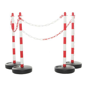 Colonna di Segnalazione Rossa e Bianca Riempibile con Acqua, Palo Delineatore in PE con Base per Segnaletica Stradale e Parcheggi - Product Image 2
