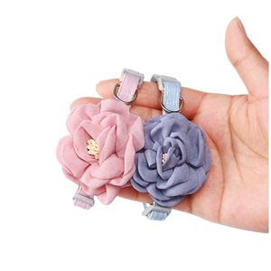 Listo para enviar Stock Patrón floral Algodón suave <span class=keywords><strong>Collar</strong></span> de perro mascota Oro rosado Hebilla de metal para cachorros pequeños Perros medianos grandes Gatos - Product Image 3