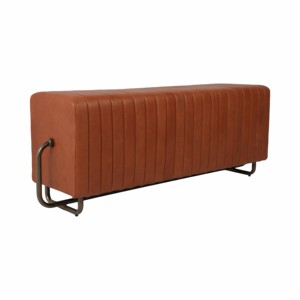 Panca Rettangolare Imbottita dal Design Moderno, Effetto Pelle Marrone, Pouf per Ingresso e Sgabello per Soggiorno - Product Image 2