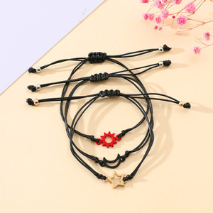 Trở lại trường học Vòng đeo tay thời trang cao su sơn Mặt trời Mặt trăng sao ấm áp Thẻ Văn bản dệt vòng đeo tay dây thiết lập - Product Image 4