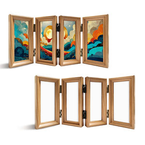 Cadre de support pliable à 4 panneaux en bois de bambou vierge pour sublimation - Cadre photo personnalisable imprimable recto simple - Product Image 2