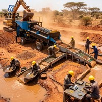 Séparateur d'or alluvial à trommel 30-50 TPH, installation mobile de lavage d'or 35 kW, rotative, résistante à la chaleur, pour l'Afrique, économie d'eau