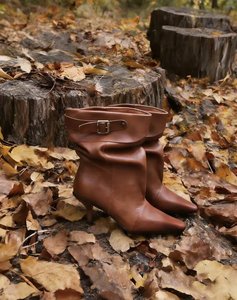 Stivaletti da Donna Taglia Grande Stile Western alla Moda di Alta Qualità con Punta Affusolata Marrone e <span class=keywords><strong>Tacco</strong></span> <span class=keywords><strong>Alto</strong></span> Sottile - Product Image 3