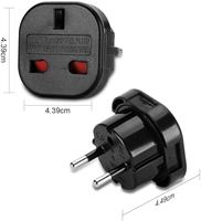 Adaptateur de prise UK vers prise allemande 10A 16A avec 2 prises pour l'Espagne, la Pologne, convertisseur adaptateur 3 broches vers 2 broches