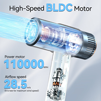 1600-1800W Moteur BLDC haute vitesse Poids léger Sèche-cheveux Ion négatif à faible bruit Mini écran LCD Sèche-cheveux