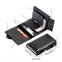 Dompet Kartu Kustom Serat Karbon Asli RFID Ultra Metal Desain 2026, Tempat Kartu Kredit Aluminium Minimalis dengan Penjepit Uang Logam