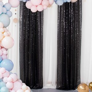 Venta al por mayor 10 * 10FT brillo azul lentejuelas cortina cumpleaños boda decoración lentejuelas telón de fondo cortinas - Product Image 4