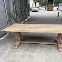 Table à manger rectangulaire moderne en chêne massif, design traditionnel à chevrons, mobilier durable pour la maison, location pour mariage, salle à manger