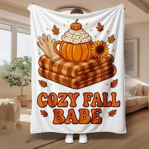 Halloween <b>Pumpkin</b> <b>Skeleton</b> Flannel Blanket Throw Blanket Nap Blanket Halloween Decor Fall Decor Fade Resistant Lightweight - Product Image 2