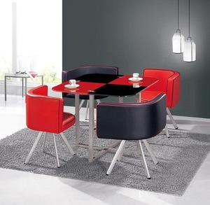 Bàn Đàm Phán Hiện Đại, Kính Cường Lực Kết Hợp Bàn Ăn Và Ghế Bốn Người, Bàn Cà Phê Nhỏ - Product Image 5