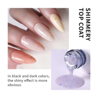 Top Coat Scintillant Effet Paillettes Argentées Sans Résidu Gel UV/LED Longue Durée pour Nail Art Marque Privée