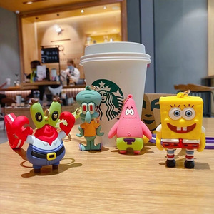 SpongeBob Patrick sao phim hoạt hình Kawaii <span class=keywords><strong>3D</strong></span> <span class=keywords><strong>PVC</strong></span> Anime móc khóa xe Túi Keyring quà tặng cao su mặt dây chuyền hình Silicone cao su <span class=keywords><strong>Keychain</strong></span> - Product Image 6