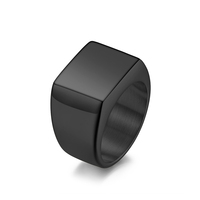 Nouvelle bague ShuoyeW 14 mm en acier inoxydable, style INS, argent antique, or noir brillant, carrée, basique