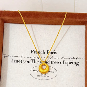 Collar de moda de oro aluvial de Vietnam, joyería básica, collar con colgante redondo de fundición exquisita Vintage - Product Image 6