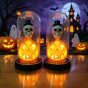 Décoration de fête d'Halloween KZR, lumières LED en forme de citrouille et de fantôme - bois et acrylique, pour adultes - Product Image 2