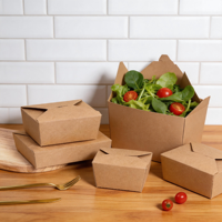 Boîte en papier kraft carrée de luxe biodégradable et recyclable de 32 oz, conteneur jetable pour la restauration rapide à emporter pour restaurants et fêtes