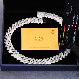 Collar de Cadena Cubana Gruesa de 3 Filas y 20 mm de Ancho, Chapado en Plata de Ley, Estilo Hip Hop, con Moissanita, para Hombre - Product Image 3