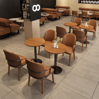 Table et chaise de restaurant pour café, banquette, mobilier de café avec table en bois et pieds en métal, mobilier de restaurant